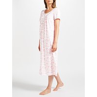John Lewis Rei Floral Short Sleeve Nightdress - White/Pink