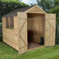 8X6 Apex Overlap Wooden Shed With Assembly Service Base Included - 5013053152379