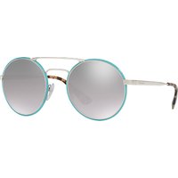 Prada PR 51SS Round Sunglasses - Silver Turquoise/Mirror Grey