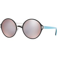 Prada PR 57TS Round Sunglasses - Matte Black Turquoise/Mirror Grey