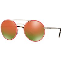 Prada PR 51SS Round Sunglasses - Silver/Green Orange