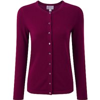 Pure Collection Crew Neck Cashmere Cardigan - Rich Berry