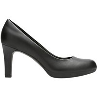 Clarks Adriel Viola Block Heeled Court Shoes - Black Leather