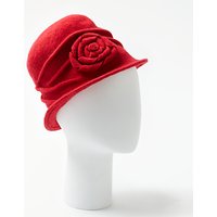 John Lewis Wool Pleat Peony Cloche Hat - Poppy Red