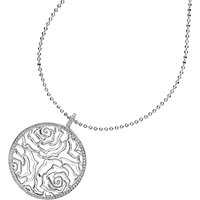 Dower & Hall Wild Rose Flower Disc Pendant Necklace - Silver