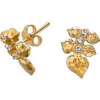 Dower & Hall White Topaz Wild Rose Leaf Stud Earrings - Gold