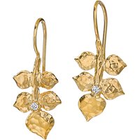 Dower & Hall White Topaz Wild Rose Leaf Drop Earrings - Gold