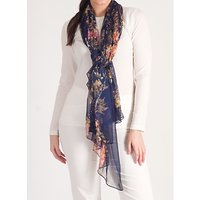 Chesca Floral Beaded Scarf - Blue/Multi