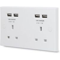 British General 13A White Unswitched Double Socket & 4 X USB - 5050765136853