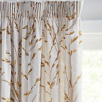 John Lewis Willow Blossom Lined Pencil Pleat Curtains - Pear