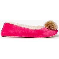 John Lewis Tonal Pom Pom Ballerina Slippers - Bright Pink