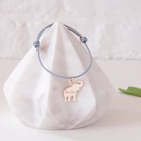 Merci Maman Personalised Elephant Charm Bracelet - Grey