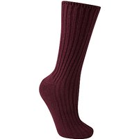 John Lewis Cashmere Bed Socks, One Size - Bordeaux