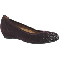 Gabor Arya Wide Fit Low Wedge Court Shoes - Merlot Suede