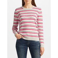 Collection WEEKEND By John Lewis Cashmere Vintage Striped Jumper - Pink/Grey