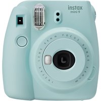 Fujifilm Instax Mini 9 Instant Camera With 10 Shots Of Film, Built-In Flash & Hand Strap - Ice Blue