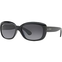 Ray-Ban RB4101 Polarised Jackie Ohh Rectangular Sunglasses - Black/Grey Gradient
