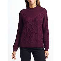 Collection WEEKEND By John Lewis Roll Neck Cable Jumper - Berry
