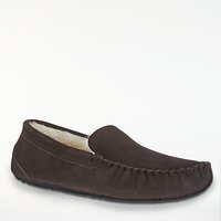 John Lewis Moccasin Faux Fur Lined Slippers - Chocolate
