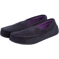 Totes Sueduette Moccasin Slippers - Black/Purple