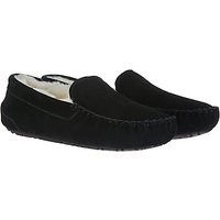 John Lewis Moccasin Faux Fur Lined Slippers - Black