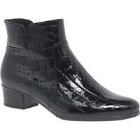Gabor Delaware Block Heeled Ankle Boots - Black Croc
