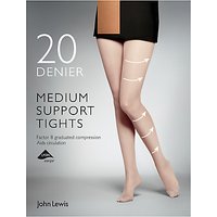 John Lewis 20 Denier Medium Support Tights, Pack Of 1 - Natural Tan