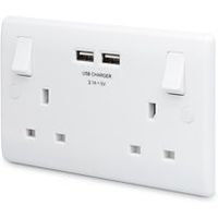 British General 13A White Switched Double Socket & 2 X USB - 5050765136945