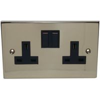Volex 13A Polished Brass Switched Double Socket - 4895131024119