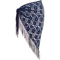 Chesca Floral Lace Shawl, One Size - Dark Navy
