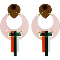 Toolally The Peacock Drop Earrings - Pink/Multi