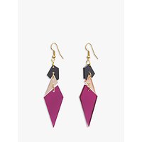 Toolally Abstract Diamond Shaped Drop Earrings, Sapphire/Multi - Purple/Multi