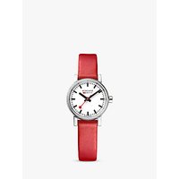 Mondaine Unisex Evo 2 Leather Strap Watch - Red/White
