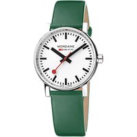 Mondaine Unisex Evo 2 Leather Strap Watch - Green/White