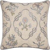 Morris & Co Strawberry Thief Embroidered Cotton Cushion - Slate