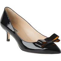 L.K. Bennett Esme Bow Pointed Toe Court Shoes - Black/Gold Leather