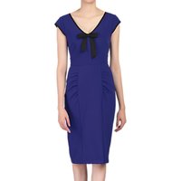 Jolie Moi V Neck Contrast Trim Wiggle Dress - Royal Blue