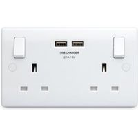British General 13A White Switched Double Socket & 2 X USB - 5050765107105