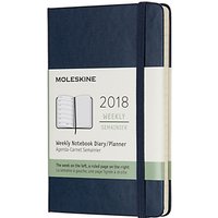 Moleskine 12-Month Pocket Weekly Hard Cover Diary/Notebook 2018 - Sapphire