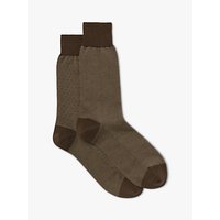 John Lewis Birdseye Egyptian Cotton Socks, Pack Of 2 - Brown