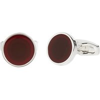 Simon Carter For John Lewis Silver Plated Round Enamel Cufflinks - Red