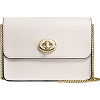 Coach Bowery Leather Turnlock Chain Across Body Bag - Chalk
