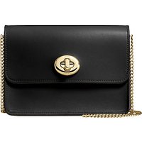 Coach Bowery Leather Turnlock Chain Across Body Bag - Black
