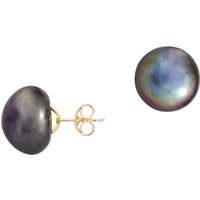 A B Davis 9ct Gold Freshwater Pearl Stud Earrings - Black