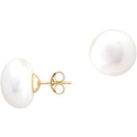 A B Davis 9ct Gold Freshwater Pearl Stud Earrings - White