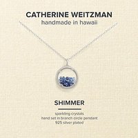 Catherine Weitzman Mini Crystal Gem Shaker Round Pendant Necklace - Silver/Blue