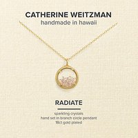 Catherine Weitzman Mini Crystal Gem Shaker Round Pendant Necklace - Gold/Champagne