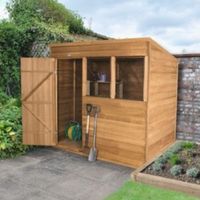7X5 Pent Overlap Wooden Shed With Assembly Service Base Included - 5013053151846