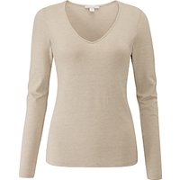 Pure Collection Soft Jersey V Neck Top - Neutral Marl
