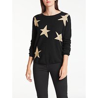 Wyse London Maddy Large Star Slouchy Cashmere Jumper - Black/Gold